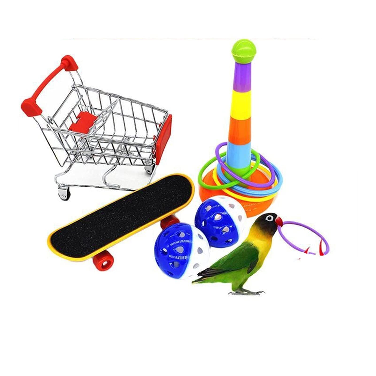 Vogelspielzeug 1 Set Neptraining Spielzeug Set Interaktives Papagei Appliance Set Lustige Vogelaktivität Spielzeug Set Papagei Spielzeug Set (zufällige Farbe)