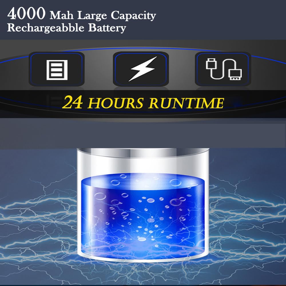 Luce da campeggio a LED, lanterna ricaricabile per tenda, batteria da 4000 mAh, luce di emergenza portatile, 3 ingranaggi di illuminazione per uragano, interruzioni di corrente sospese, casa
