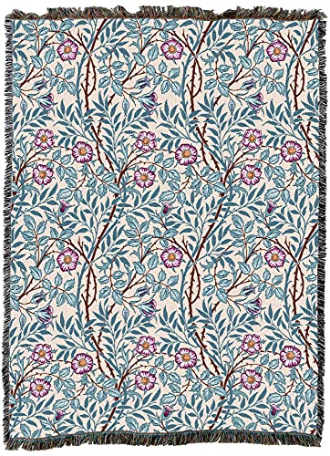 Image of Pure Country Weavers William Morris Sweetbriar Frost Blanket XL - Arts & Crafts - Gift Tapestry Throw Woven from Cotton - Made in the USA (82x62)