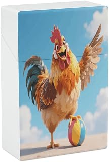 Funny Rooster ChickenPlastic Cigarette Case, 2.4"x3.8" | Lightweight Hard Shell Cigarette Box for Men & Women, Waterproof, Crush‑Proof for Daily Carry‑Around & Storage Needs