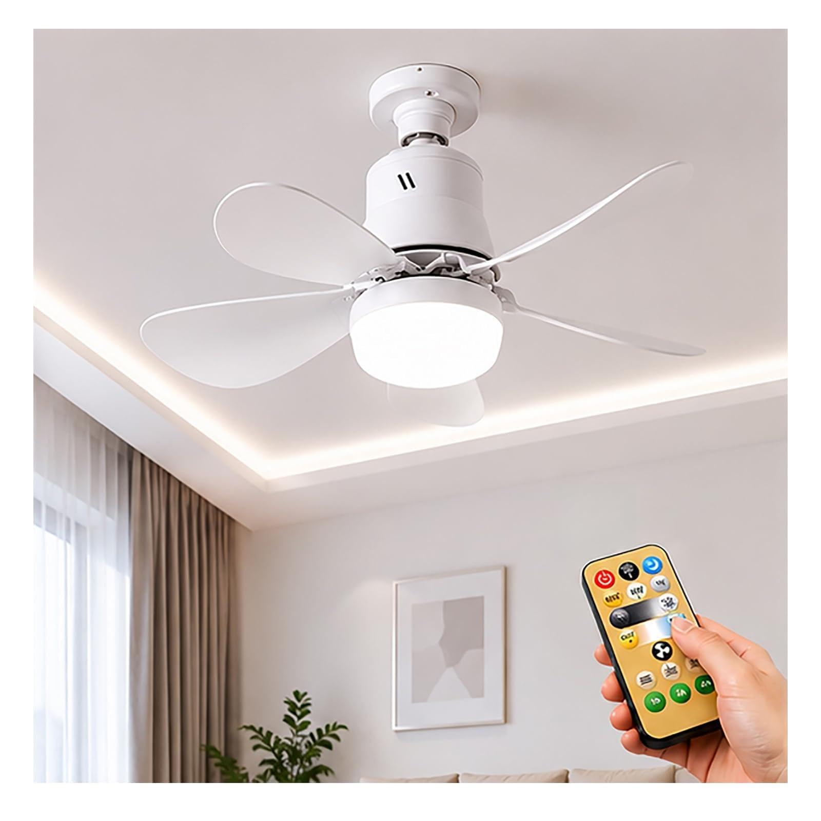 Ceiling Fan with Light, E27 Screw-in LED with B22 Bayonet Adapter 40W52CM D