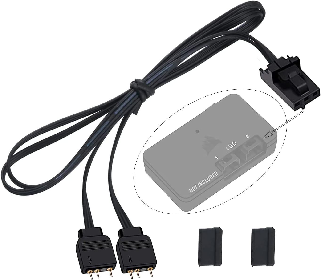 Airgoo Adapter Cable for Corsair Lighting Node Pro & Commander Core XT - 3pin RGB to 5V ARGB Converter