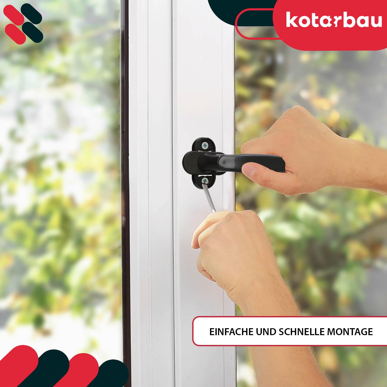 KOTARBAU® Zestaw klamek okiennych – klamka do drzwi balkonowych – zatrzaski – PCW – klamka do drzwi tarasowych – uniwersalna – łatwy montaż – materiał odporny na warunki atmosferyczne, brązowy, 35 mm
