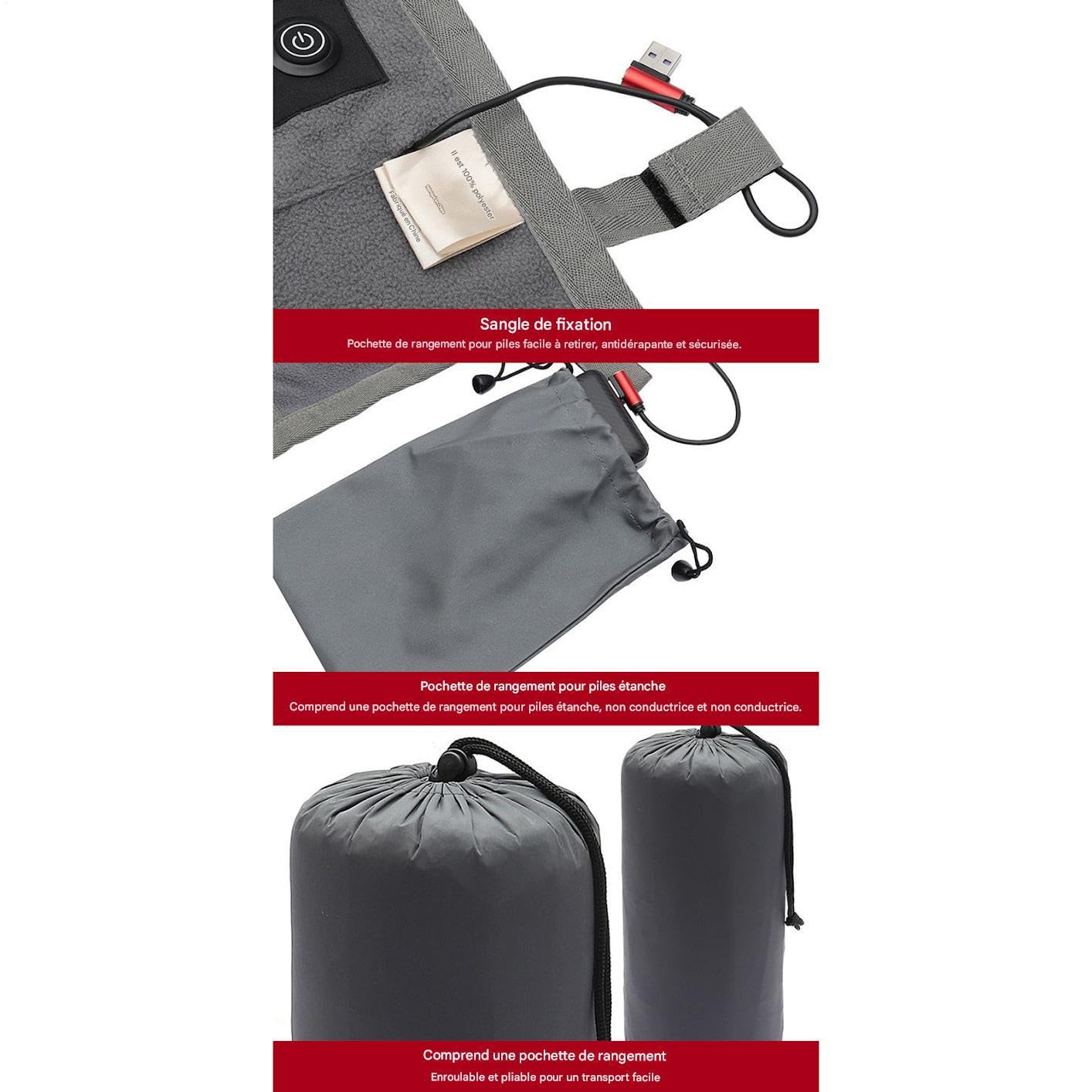 Tapis Chauffant Intérieur pour Sac De Couchage Couverture de Tapis USB