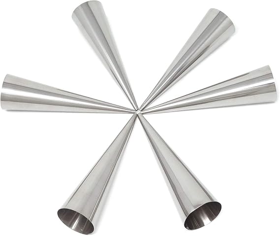 Honbay 6PCS Stainless Steel Cream Roll Horn Forms Croissant Cones Moulds for Baking