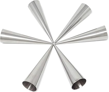 Honbay 6PCS Stainless Steel Cream Roll Horn Forms Croissant Cones Moulds for Baking