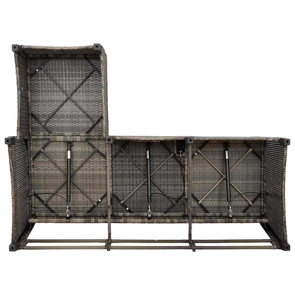 vidaXL Gartensofa mit Liegefunktion Kissen L-Form Grau Poly Rattan, Gartensofa, Sofa mit Liegefunktion, Außensofa, Outdoor Sofa, Terrassensofa