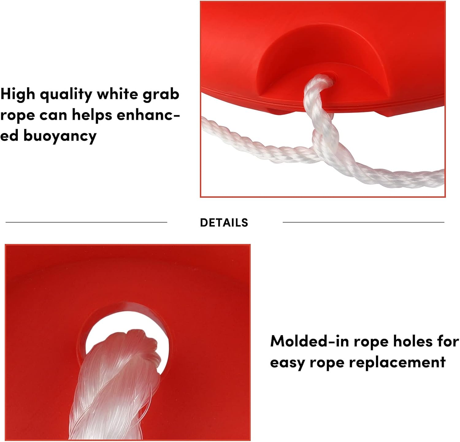 Life Ring, 23"/28" Boat Safety Throw Rings, Life Preserver Ring with Bracket and 98.5 FT Floating Rescue Rope, Outdoor Professional Throwable Flotation Device