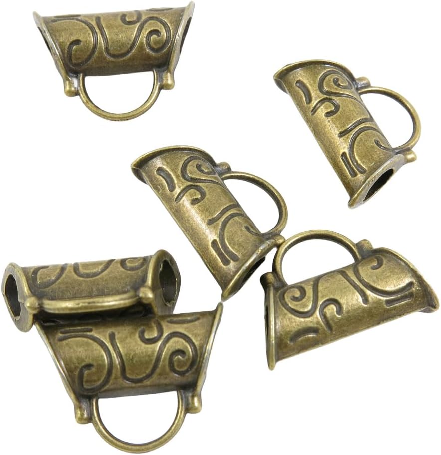 Antique Bronze Tone Jewelry Making Charms Findings Suppliers 18VN09 Cord Ends Beads Bails