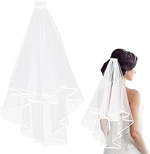 Hochzeit Brautschleier, Schleier Kurz Elegent Braut Bridal Tüll mit Kamm Tüll Hochzeitsschleier Hochzeit Kurzer Schleier mit Kamm 60–80 cm, für Junggesellinnenabschied Traumhochzeit Hochzeit Zubehör