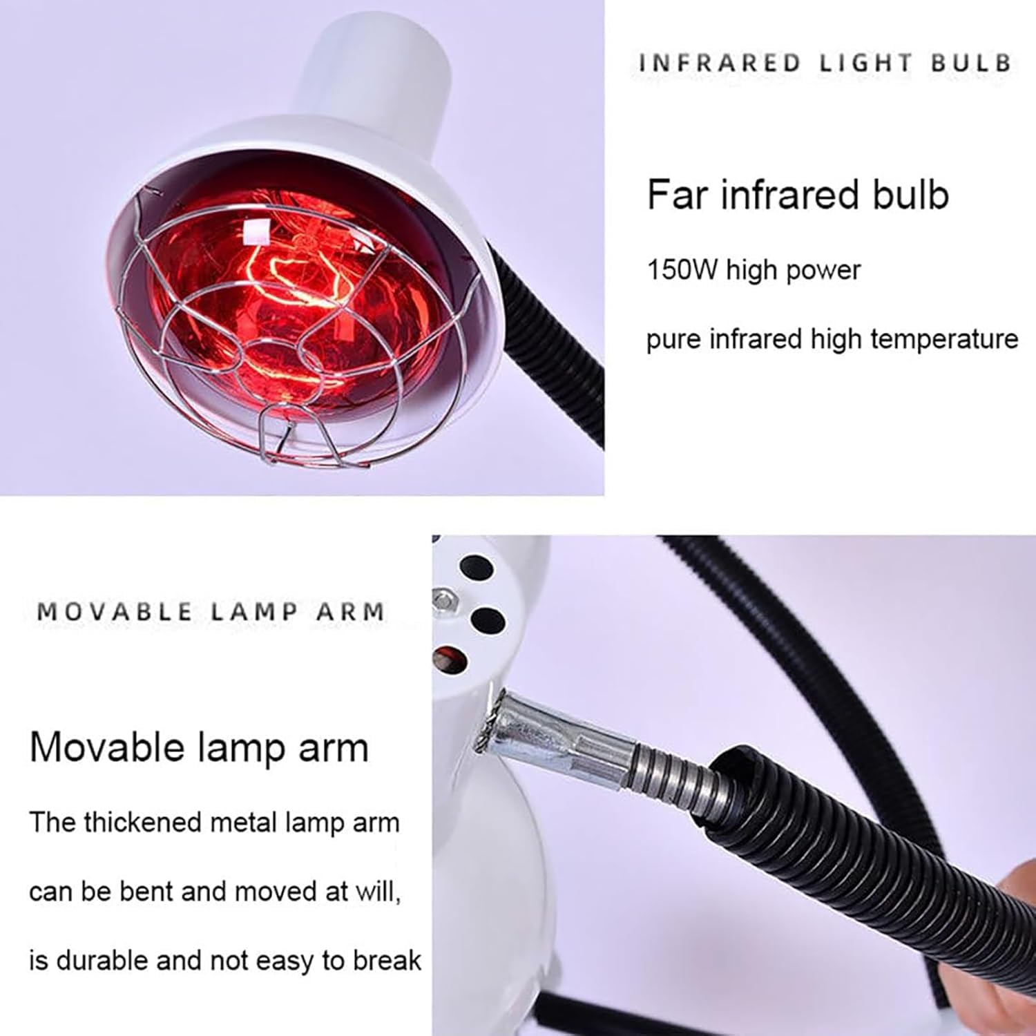 750 W Podczerwień Ciepła Lampa Z Czerwonym Światłem, Stałe Suszenie Akceleratora, Regulowana Wysokość od 130 do 155 Cm, 5 Niezależnych Żarówek Kontroli Temperatury