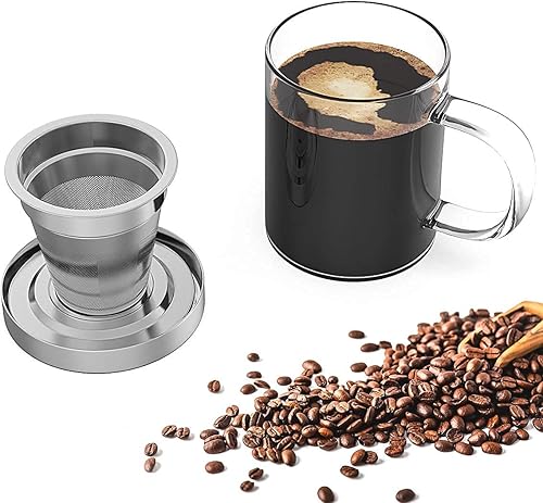 Miniatura 8 de Oranlife Juego de cafetera para viajescampamentossenderismo, taza individual, filtro de café de acero inoxidable, taza de vidrio de borosilicato de