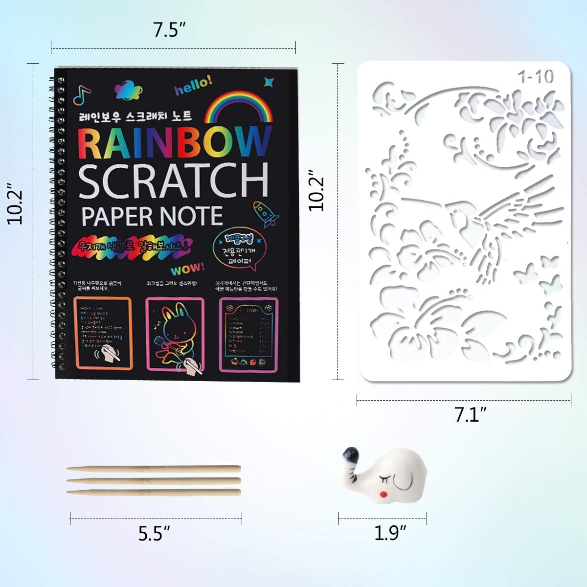 Mocoosy 3 Pack Rainbow Scratch Art Paper Notebooks, Spiral Bound Magic Scratch Book for Kids Arts Crafts Supplies, Black Scratch Note Sketch Pads Artist Drawing Activity Gifts for Boys Girls Ages 3-12 image 2 of 8 B0871XBB9C