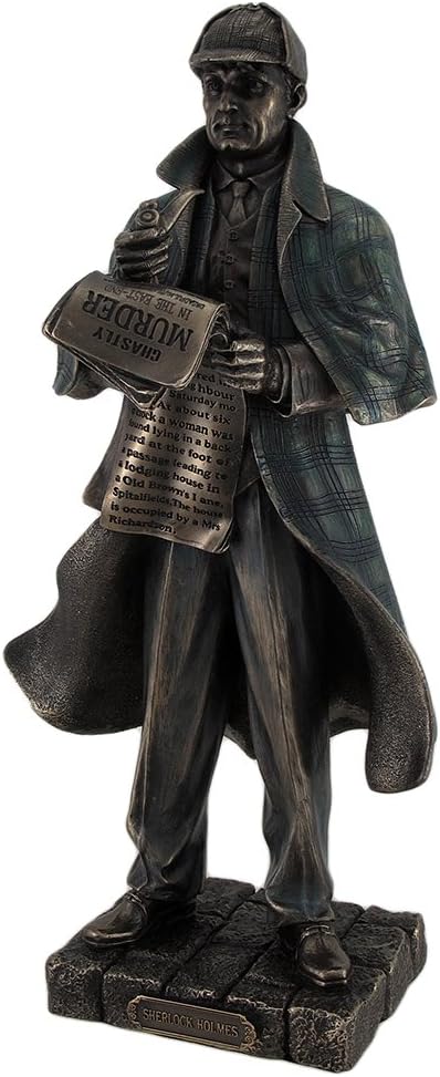 Free Shipping 🛒 Veronese Design Detective Sherlock Holmes Metallic Bronze Statue