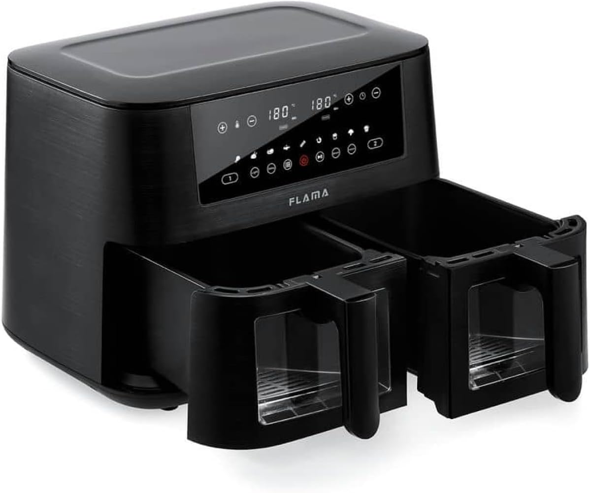 FLAMA 698FL Air Fryer with baskets pulled out