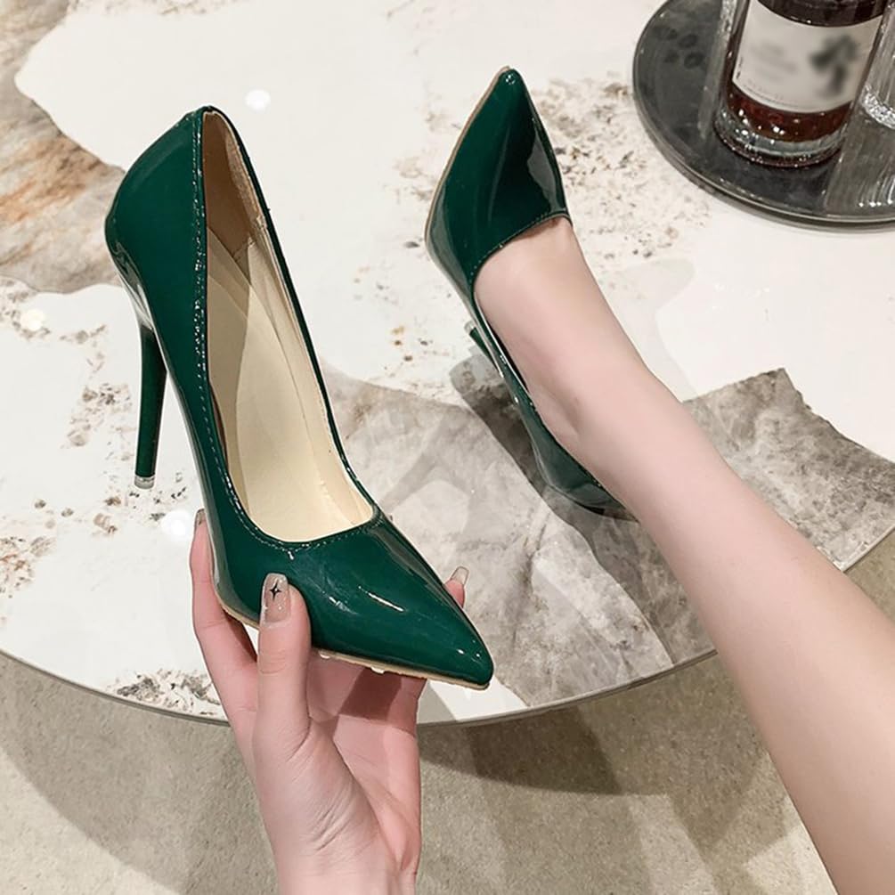 Minetom Femme Élégant Escarpins Similicuir Bout Pointu Pumps Talon Aiguille Haute Chaussure de Soirée Mariage Bureau