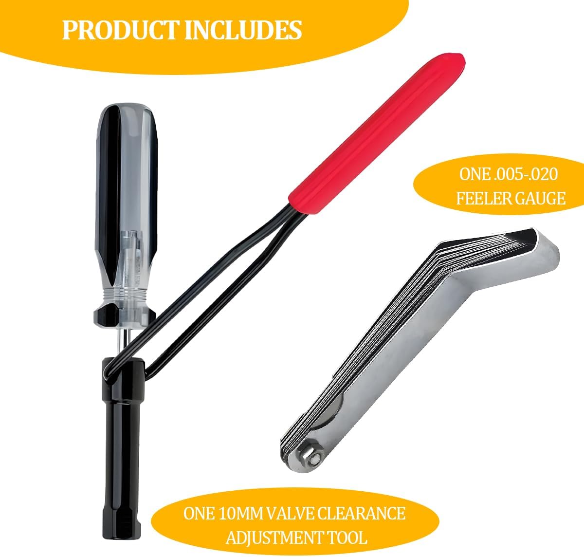 Car Valve Adjustment Tool, 10mm Jam Nut Valve Lash Grinding Tool with Angled Feeler Gauge, Automotive Slotted Valve Adjusting Stud, Universal for SUV Caravan Pickup