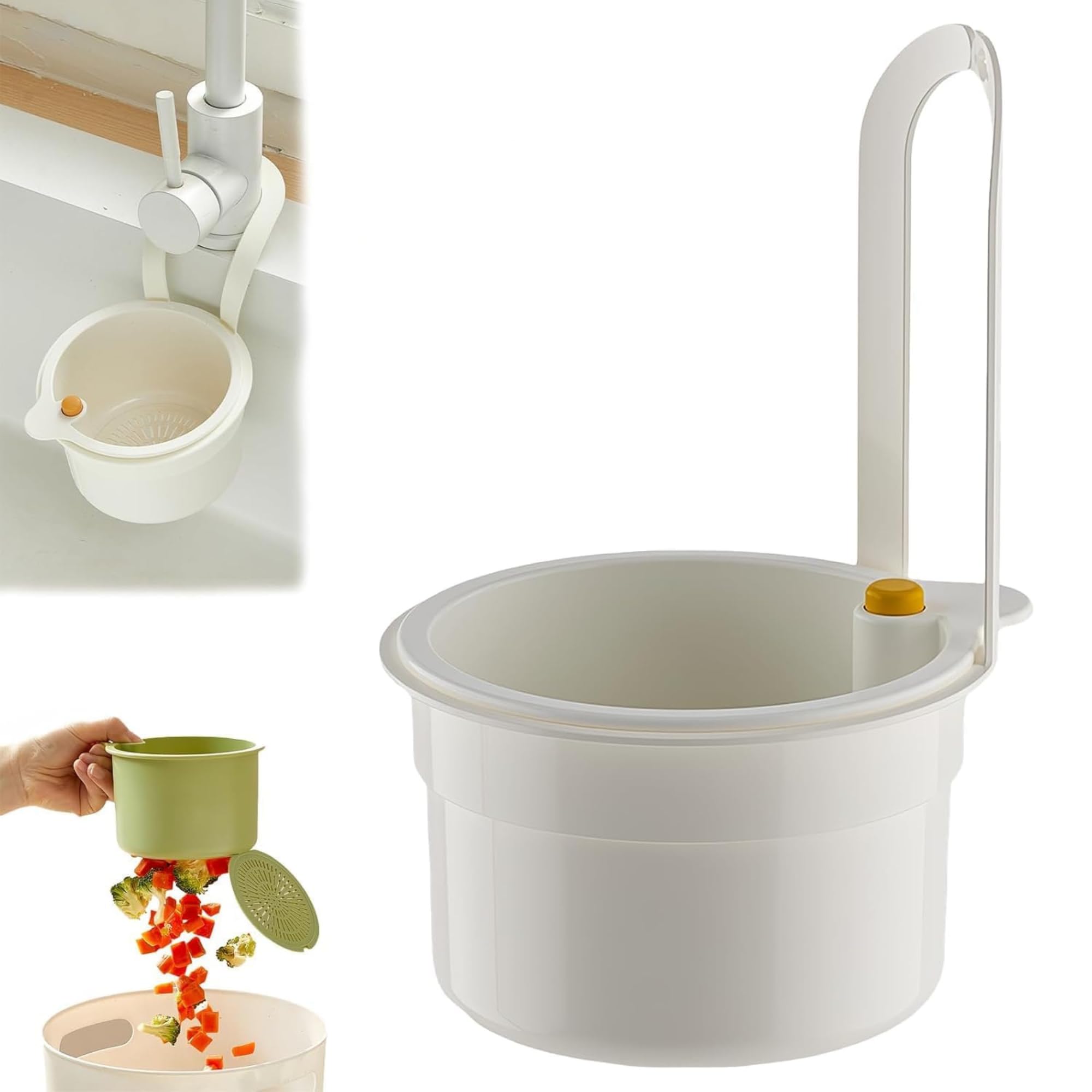SHOPPOFOBIX Kitchen Sink Drain Basket, Double Layer Strainer Food Waste Filter Baskets,Hanging Sink Drains Holder,Detachable Strain Basket, Easy to Clean (White)-image-7