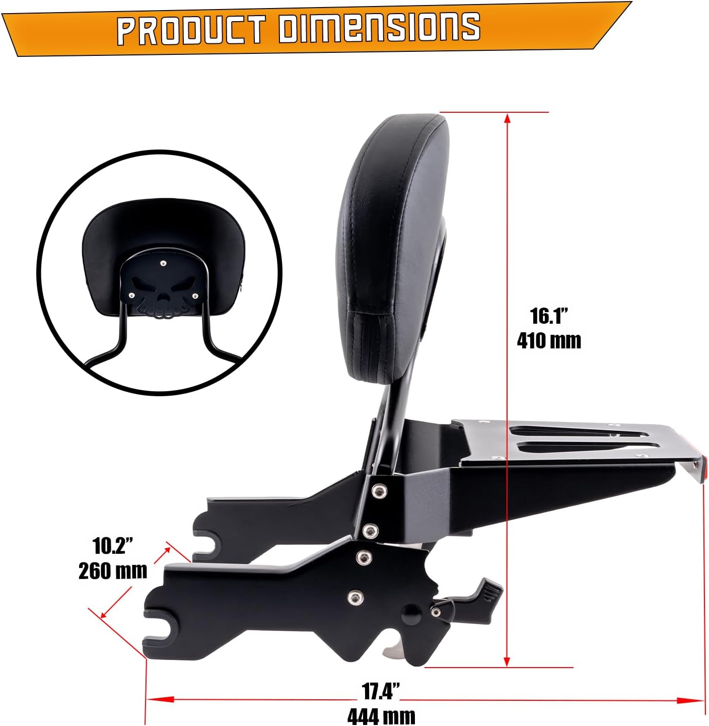 Holdfast Sissy Bar Passenger Backrest for Harley Davidson Softail Standard Street Bob Heritage Classic 114 FLDE FLHC FLHCS FLSL FXBB FXBBS and FXST 2018 and later Models (Matte Black)