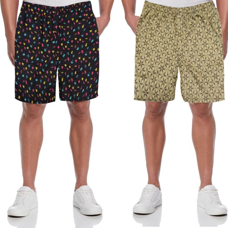 Image of Men's Cotton Shorts Waistband, Zip Fly, 1 Zip Pocket, Back Pockets (Pack of 2)