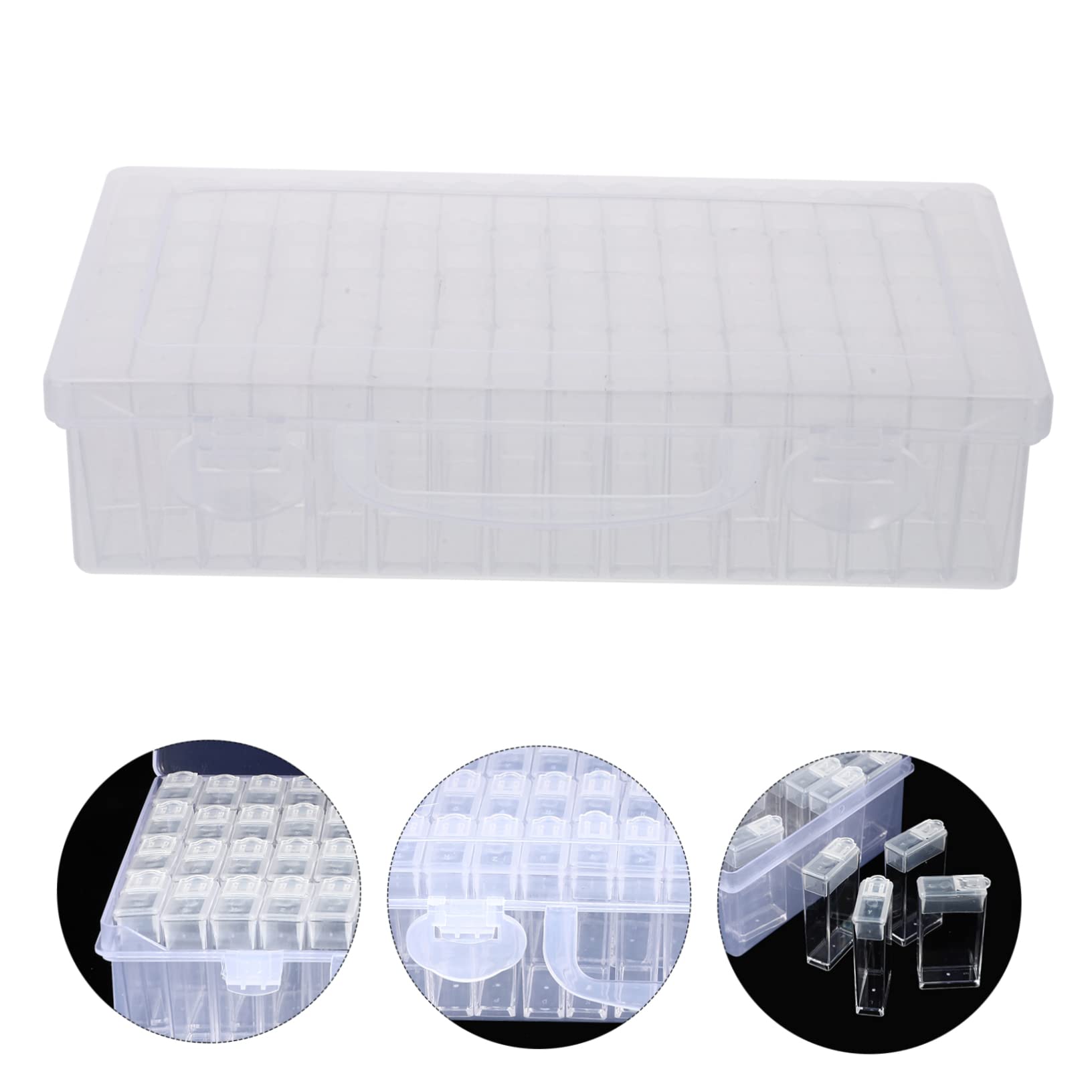 Artibetter 2 Set Scatola con Scomparti Trasparente per e Articoli Nail Art Organizer Portaoggetti con Etichette per Perline Gioielli e Ricamo Contenitore Stoccaggio Multifunzionale per Hobby