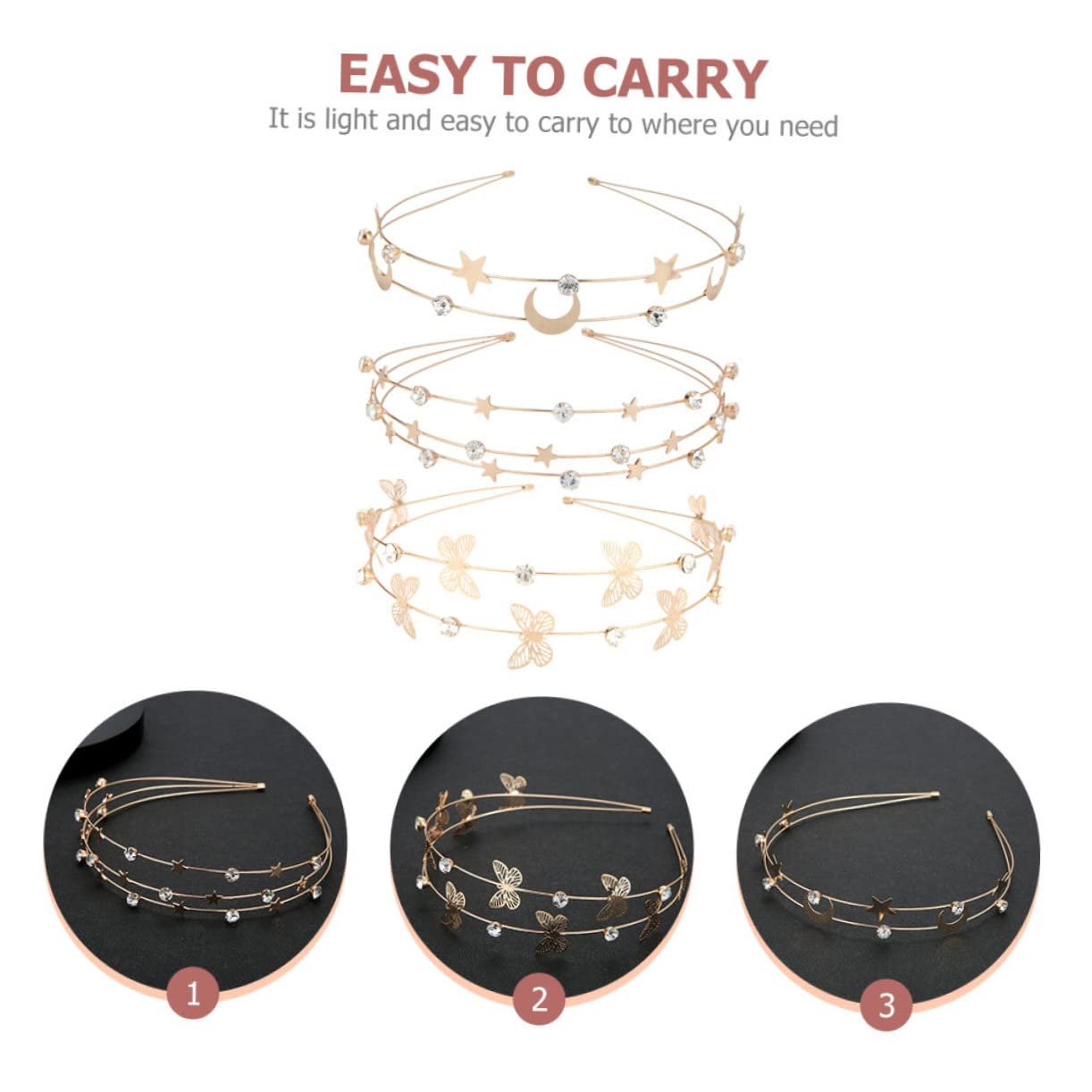 minkissy 12pezzi Fasce Per Cristallo Multistrato Stelle e Per Decorazioni Femminili Accessori Eleganti Per Donne e Ragazze Per Eventi e Cerimonie