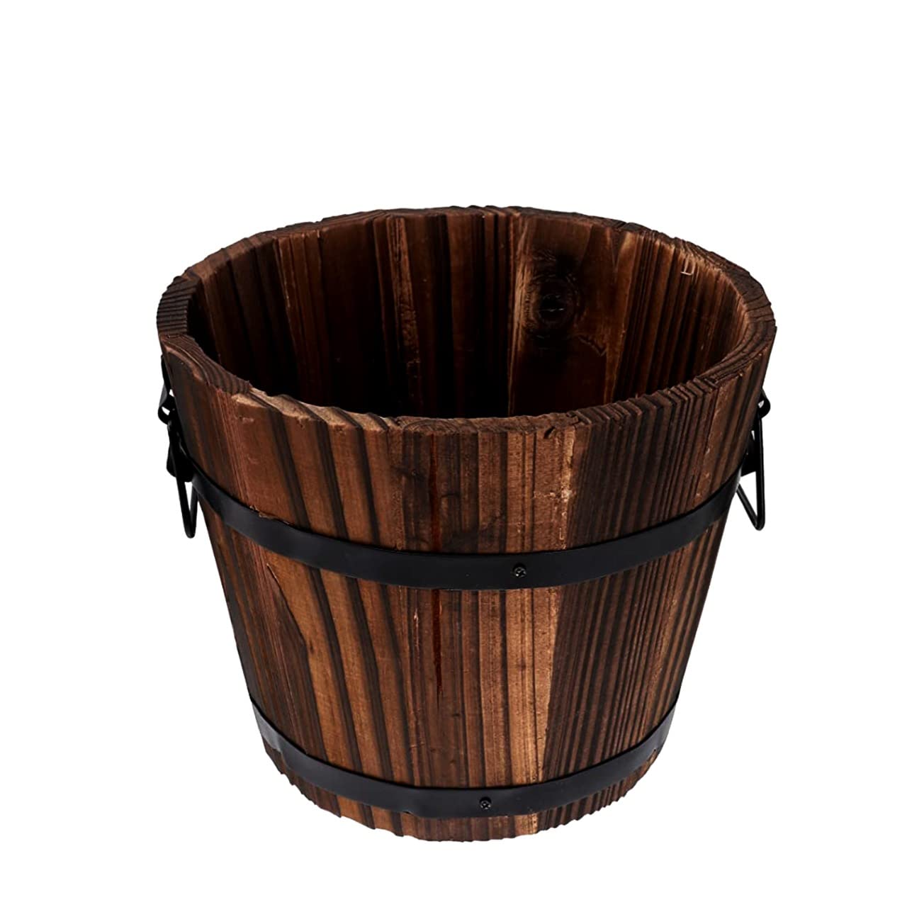 rightclick Antique Design Wooden Barrel Planter, Garden Half Barrel Planter, Indoor/Outdoor Wooden Plant Pot, Multipurpose Large Planter For Patio/Entrance/Living Room(38 X 30cm) Brown