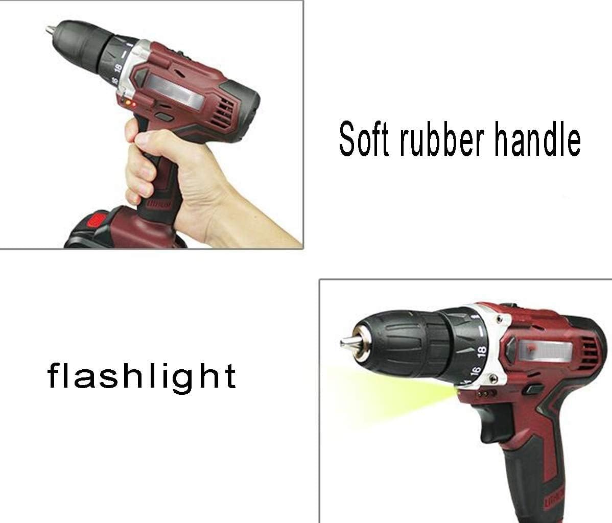 Handheld Drilling Rig Driver and Impact Kit Lithium Electric Hammer Drill Power Tool including Battery Charger and Bag