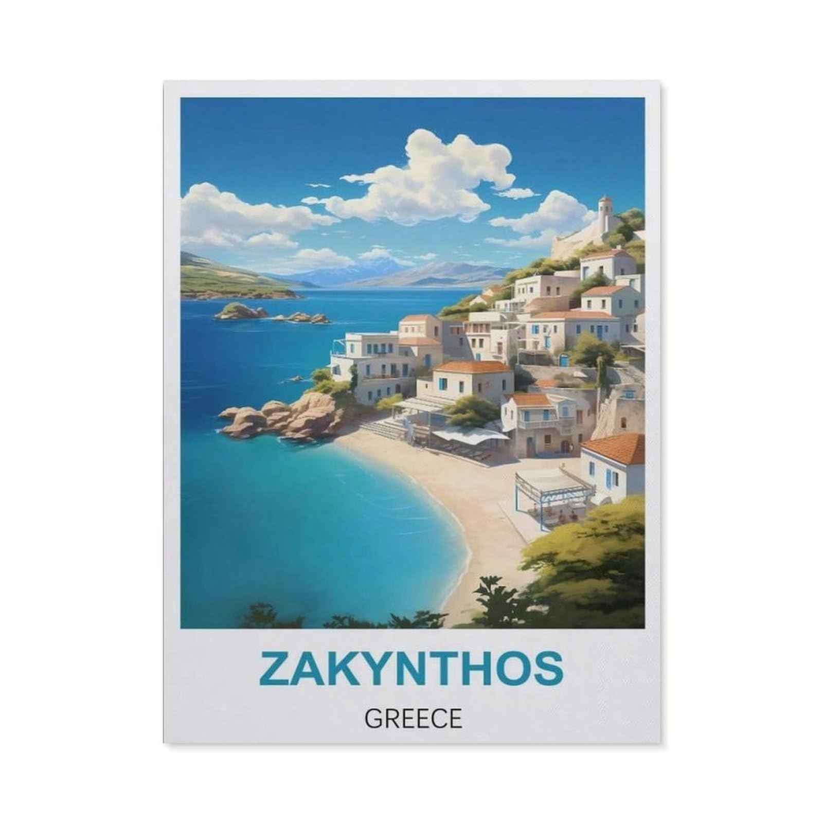 Beayodkp A12 Paint By Numbers For Adults Kids Beginner，Zakynthos Greece Vintage Travel Posters，Diy Acrylic Painting By Numbers Kits With Brushes Acrylic Pigment Home Decoration Brithday Gifts(30X40cm) -Bz35