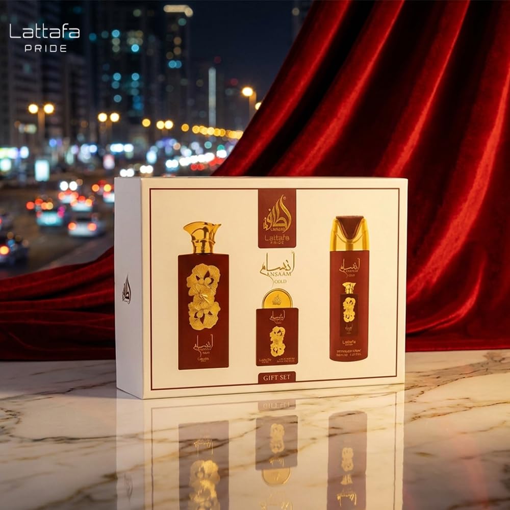 Amazon.com : Lattafa Pride - Ansaam Gold for Men - 3 Pc Gift Set