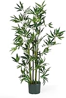 Nearly Natural 5040 4ft Bamboo Silk Plant - Lifelike Artificial Greenery with 9 Stalks & 540 Leaves in Black Pot