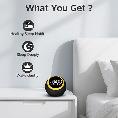 Miniatura 4 de Reloj despertador con ruido blanco máquina de sonido blanco con 30 sonidos relajantes, 10 sonidos suaves de despertador, 32 volúmenes ajustables y