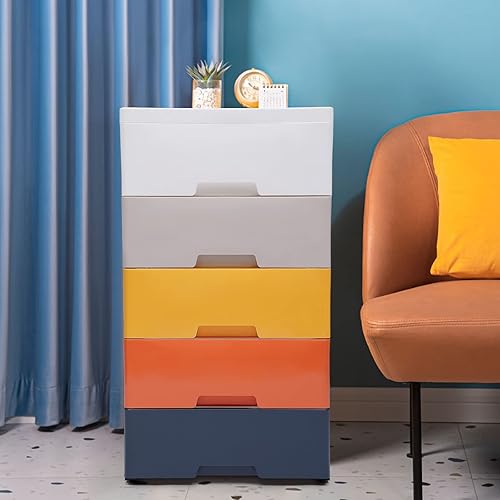 DYRABREST Cómoda de plástico con 5 cajones, organizador de almacenamiento vertical alto, torre de almacenamiento vertical apilable para dormitorios, disponible en Yaxa El Salvador