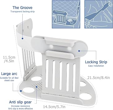 4 Pcs Bed Sheet Holder with Lock Strips,Pieces Heavy Duty Bed Sheet Fasteners Removable Bed Sheets Holder,Fit All Mattress Size Easy Installation(White)