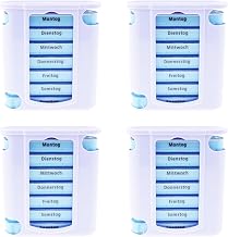 KAMACA 4 Pack (4 Pieces) Practical Medicine Dispenser 28 Days with 4 Compartments per Day, Pill Box, Tablet Organiser, Tablet Box, Weekly Dispenser 1 Month (Set of 4 - 4 Weeks)