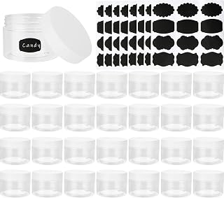 LANIAKEA 40PCS Slime Containers 4 oz Small Plastic Containers with Lids，Clear Plastic Jars with Lids and Labels, Cosmetic Containers for Lotion, Body Scrub and Face Cream