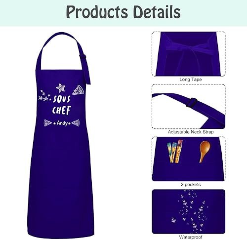 Miniatura 3 de Atdesk Delantales personalizados para padres e hijos, juego de delantales familiares a juego, delantal de cocina para mamá e hija, delantal de