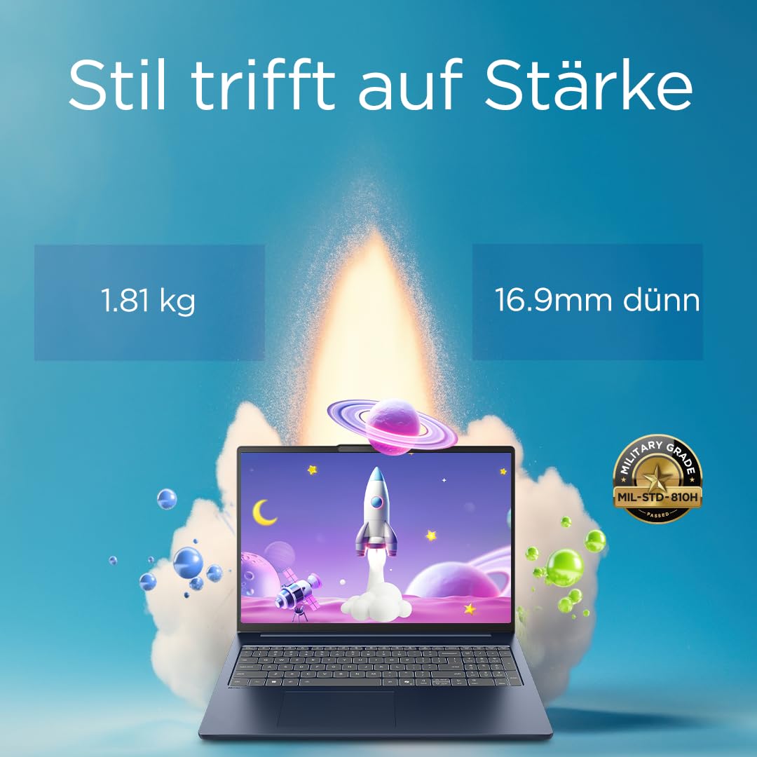 Lenovo IdeaPad Slim 5i Laptop | Copilot+ PC | 16" WUXGA Display | Intel Core Ultra 9 185H | 1TB SSD | 32GB RAM | Intel Arc Grafik | Windows 11 | QWERTZ | Cosmic Blau | 3 Monate Premium Care