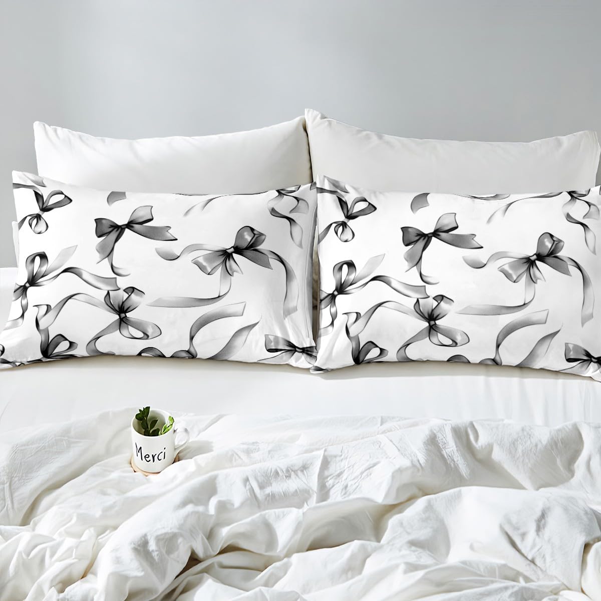 jejeloiu Ribbon Bow Duvet Cover Cartoon Bowknot Bedding Set for Kids Boys Girls Dreamy Theme Comforter Cover Princess Style Bedspread Cover Room 2Pcs Toddler Size,Zipper,No Comforter