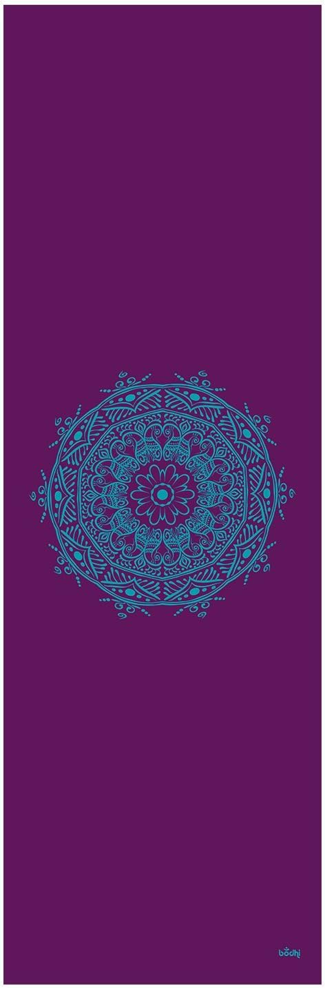 183cm Leela Yoga Mat - (Aubergine with Petrol Mandala Print)
