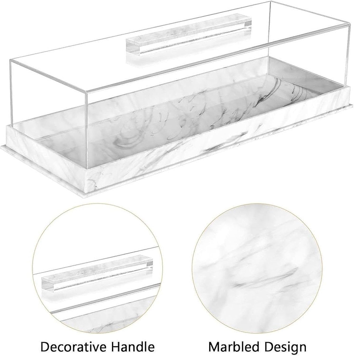 Display Case, Display Box, Acrylic Rectangular Cake Stand, Dessert Cake Tray for Shower, White