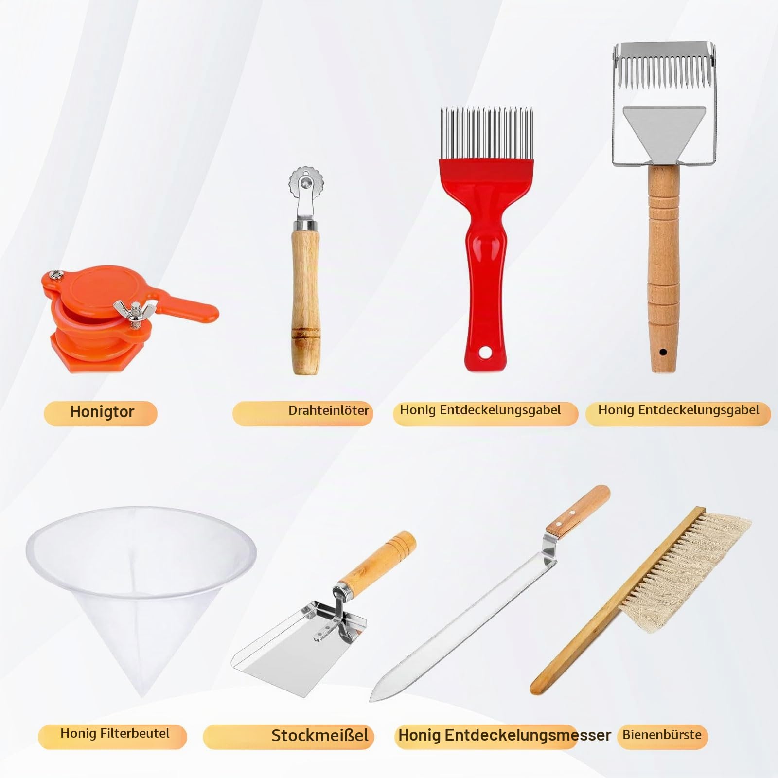 Imker Zubehör, Imkereibedarf Zubehör,Bienenzucht-Starter-Set,30pcs Imkereiwerkzeuge für Imkerkleidung Handschuhe Imker Bienen Smoker,Bienen Gabel Honig Kamm,Bienen-Sieb