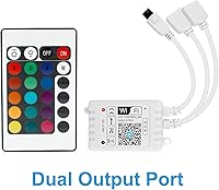 Vista 3 de RGBZONE Controlador WiFi RGB LED de 4 pines, Controlador de tira de luz LED inteligente de 2 puertos, DC 5V/12V/24V para tiras de luces SMD 5050