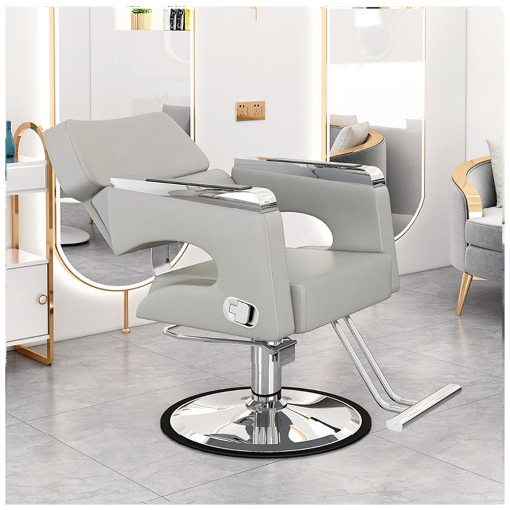 OZBMA Adjustable Barber Reclining Chair 360° Swivel Shampoo & Tattoo Grey Multi Functional Salon Furniture for Barbershop Spa Use