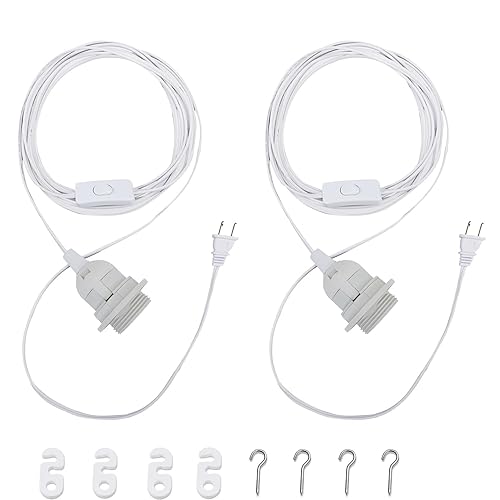 Miniatura 7 de AdiyZ Cable de luz colgante  Bombilla colgante de 15 pies con cable de enchufe  Paquete de 2 cables de lámpara E26 con cable de extensión negro,