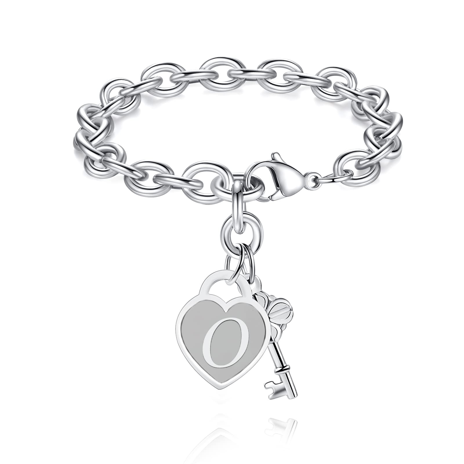 TONY & SANDY Initial Charm Bracelets for Girls Women Stainless Steel A-Z Bracelet Personalized Gifts Birthday Graduation Easter Christmas Stocking