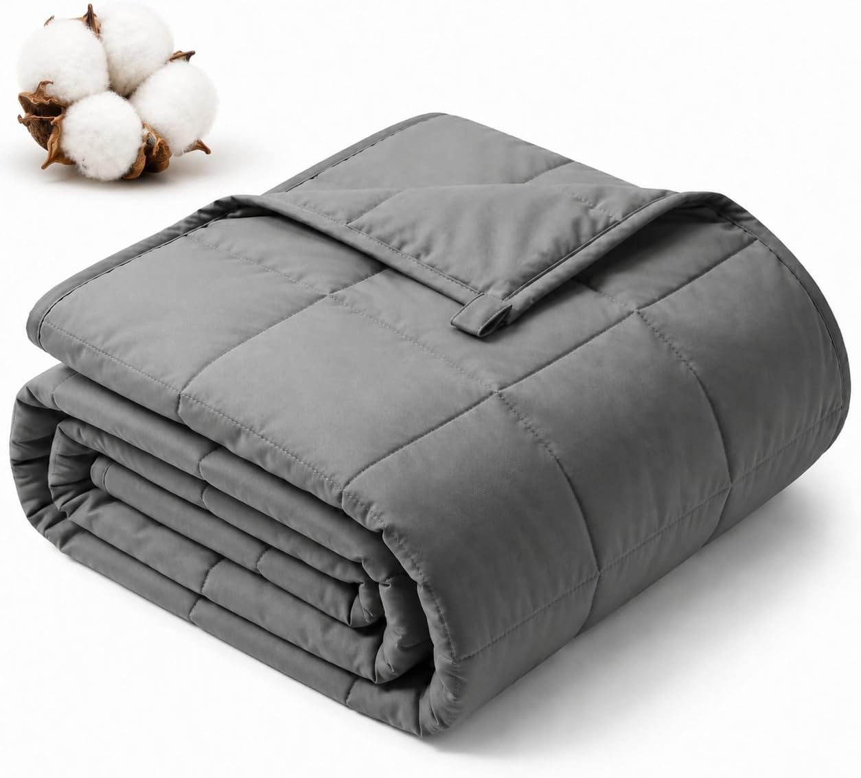 Gkyet Weighted Blanket for Adults, 48" x 72" 15 lbs, Grey Soft Cooling Weighted Blanket with Glass Beads, Breathable All Season Blanket, Machine Washable