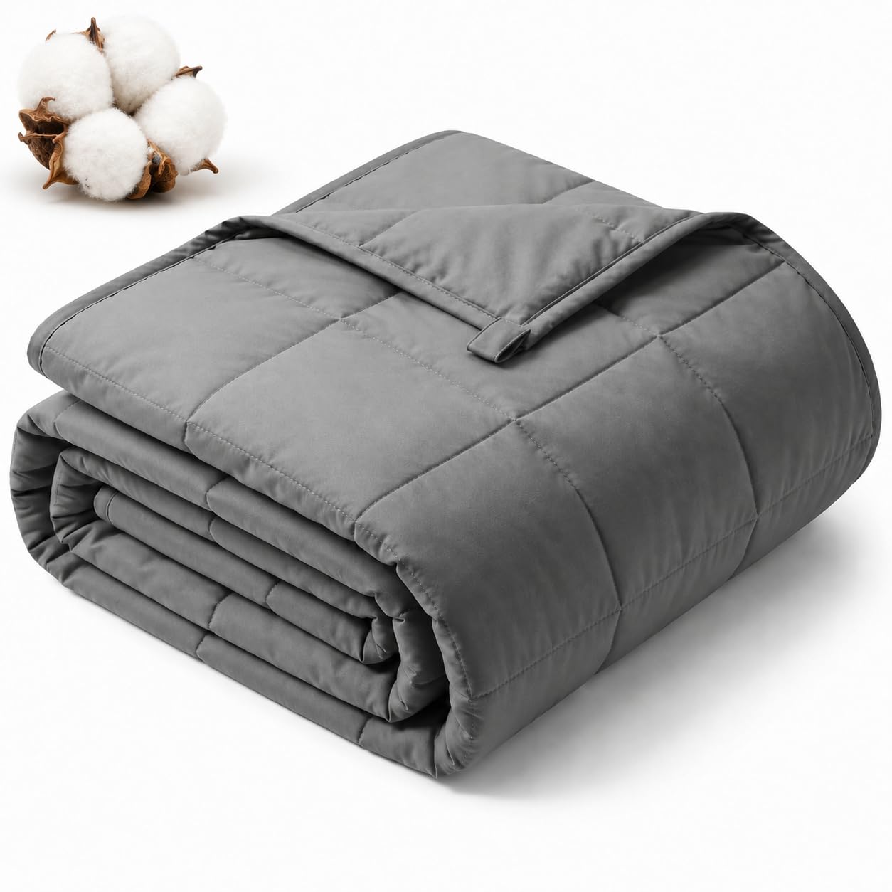 Gkyet Weighted Blanket for Adults, 48" x 72" 15 lbs, Grey Soft Cooling Weighted Blanket with Glass Beads, Breathable All Season Blanket, Machine Washable