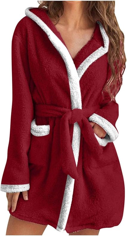 Bademantel Damen Kurz Frottee - Oversized Flauschig Mit Kapuze Für Herbst & Winter