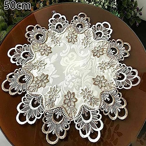 Nappe ronde en dentelle à fleurs 60cm pour décoration de table - 3